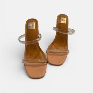 DV by Dolce Vita Women's Tan Heels with Clear Straps